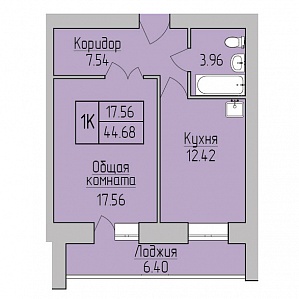 1-комнатная квартира | ЖК «Дивногорский» | 17.56