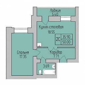 2-комнатная квартира | ЖК «Дивногорский» | 39.90